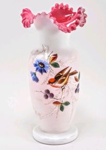 Antique handmade opaline glass vase