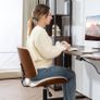 Office Chair Height-Adjustable Desk Chair with Casters, Diamond Quilting 52 x 53 x 80-90 cm White Image 4