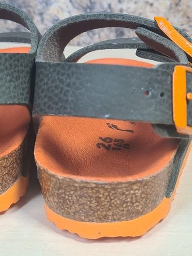 Birkenstock Milano Kids Sandals Desert Soil Green And Orange Size Uk 8.5 Eu 26 Brand New Boxed