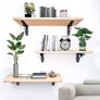 Folding Shelf Brackets 25cm, 2 pcs Heavy Duty Folding Shelf, Foldable Desk Brackets, Metal Black Triangle Wall Shelf Space Saving, Max Load 50kg, for DIY Book Shelf Image 3