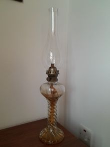 Antique Swirl Glass Oil Lamp