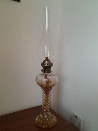 Antique Swirl Glass Oil Lamp