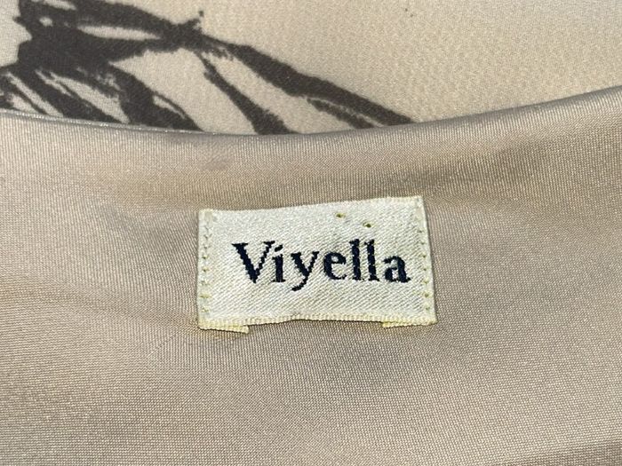 Ladies Beige & Mocha Long Dress with Cap Sleeves from Viyella