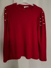 New Red Jumper With Pearls