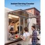 Concession Window Folding Shelf 1220x915mm Aluminum Alloy Service Window, for Food Truck, Up to 85 Degrees, w/ 4 Sliding Screen Windows, Awning Door and Drag Hook, Rainwater Resistant Image 7