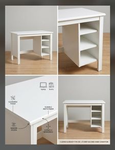 QUICK SALE: White Office Desk with Storage - Good Condition (Collection Dublin 13)