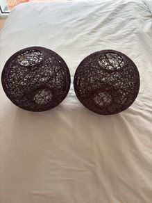 Rattan sphere lamp shades (2) purple colour