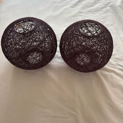 Rattan sphere lamp shades (2) purple colour