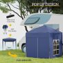 2 x 2 m Garden Pop Up Gazebo, Wedding Party Tent Marquee, Water Resistant Awning Canopy with Sidewalls, Windows, Carry Bag, Blue Image 6