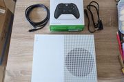 Xbox One S 1TB with controller and cables.