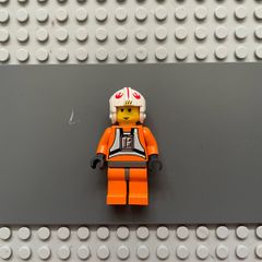 lego star wars sw0019 Luke Skywalker minifigure- Pilot Suit, Simple Torso and Helmet, Dark Gray Hips, Yellow Head