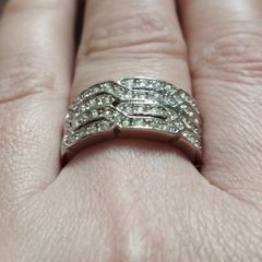 M&S Silver Tone Crystal Costume Ring.