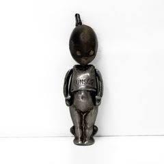 WW1 Silver Wooden 'Fumsup - Touch Wud' Lucky Charm Antique c1914