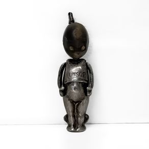 WW1 Silver Wooden 'Fumsup - Touch Wud' Lucky Charm Antique c1914