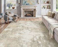 Modern Abstract Area Rug Living Room Extra Large 200x300cm Non-Slip Beige Carpet Lightweight Short Pile Washable Floor Mat for Bedroom Dining Room Nursery Lounge Home Office Decor
