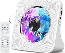 Portable CD Player with Bluetooth, Gueray Desktop CD Players for Home, Bulit-in Double HiFi Speakers, AUX&Headphone Jack, FM Radio Boombox with Remote Control, USB Port,LCD Display (White)