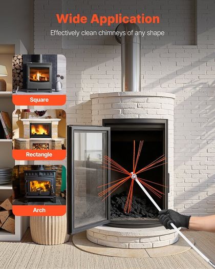 9m Chimney Sweep Kit with Brush & Rods