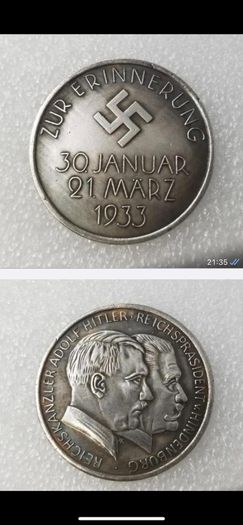 Ww2 Mark German Coin  Hitler Luftwaffe Swastika Nazi Warplane  Reichsmark