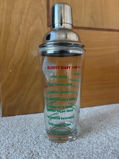 Vintage novelty Tabasco Brand glass cocktail shaker