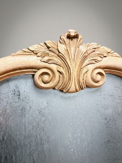 Vintage French Armoire Style Shield Shape Mirror