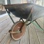 Vintage 1950s Zinc and wrought iron gardeners wheel barrow Image 2