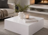main image for ad High Gloss White Coffee Table Modern Square Monobloc Living Room Centre Table