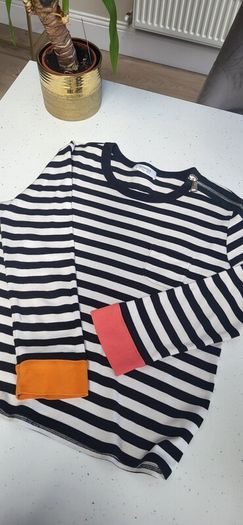 SONIA by Sonia Rykiel black and ivory striped top Sz M (Fit 8-10UK) - Rrp 285