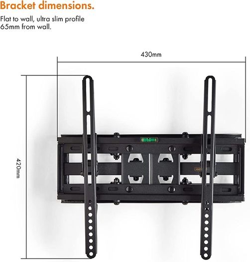 Tilt and Swivel TV Wall Bracket for 23-56" Screens, Wall Mount w/Spirit Level, 45kg Capacity, Max VESA: 400x400mm, for Curved and Flat Screens (FREE POSTAGE)