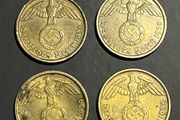 4 WWII-Era 10 Reichspfennig Coins, Nazi coins