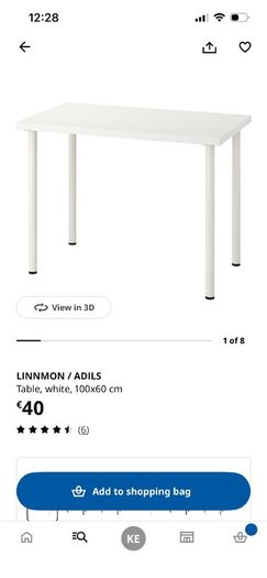 Ikea Table Desk, Linnmon 100x60