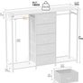 5 Drawer Dresser with Clothes Rack Chest of Drawers with Clothes Rail LED Lights Wardrobe Closet Drawers Charging Station Flexible Shelf Open Shelves for Bedroom Living Room Image 3
