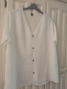 Shine White V Neck Top