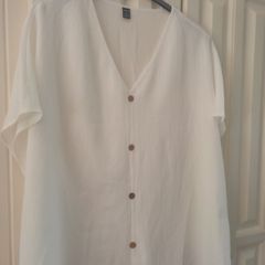 Shine White V Neck Top