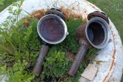 pair of antique bicycle lights