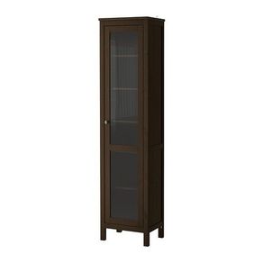 Two IKEA HEMNES Display Cabinets Glass and  Brown Black with 6 Shelves SOLID WOOD 200 Eur Each or 400 Eur for two