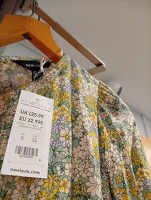 New Look Viscose sage buttercup print Summer Tiered Dress 36