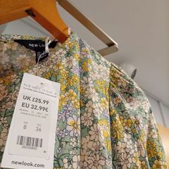 New Look Viscose sage buttercup print Summer Tiered Dress 36