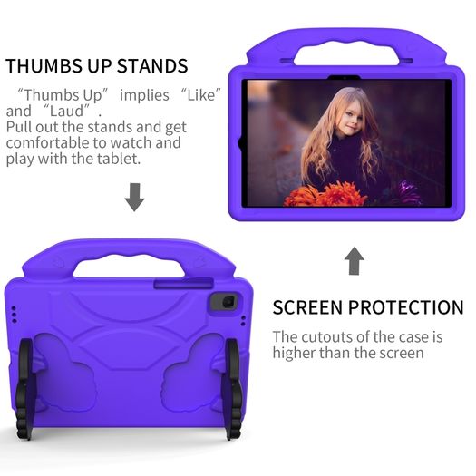 For Samsung Galaxy Tab A8 10.5 2021 Case Kids Shockproof Tablet Smart Cover With Thumbs UP EVA New Purple - FHT05SMTK4