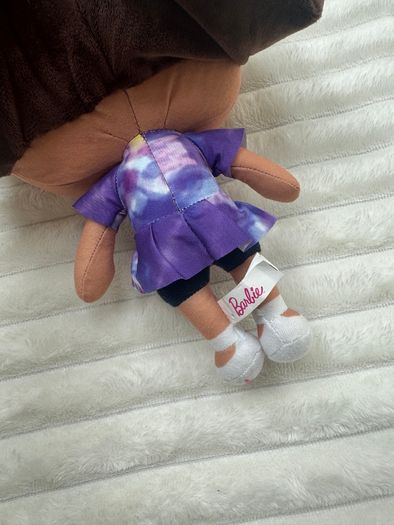 Barbie Chibi Mattel Plush Doll Brown Hair Tie Dye Dress approx. 12 USed Please see pictures