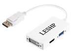 LESHP DisplayPort Male to HDMI/DVI/VGA (Female) (3-in-1) Adapter (Brand New/Warranty)