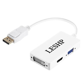 LESHP DisplayPort Male to HDMI/DVI/VGA (Female) (3-in-1) Adapter (Brand New/Warranty)
