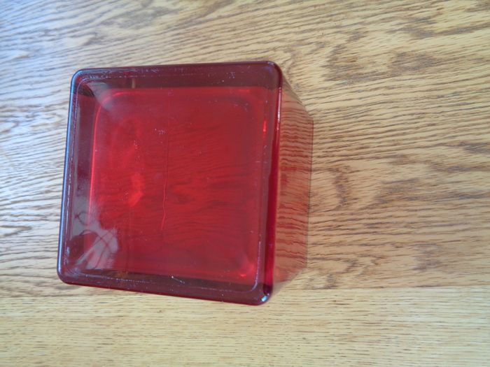 Red Glass 5" Cube Vase for Sale