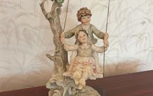 Vintage B. Merli Florence Figurine Children on Swing Sculpture (1983)
