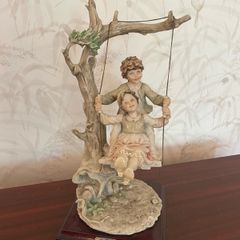 Vintage B. Merli Florence Figurine Children on Swing Sculpture (1983)