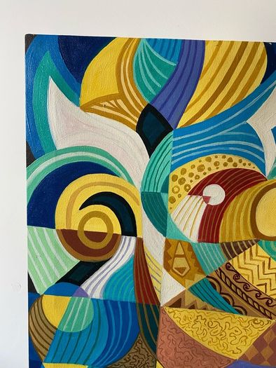 Rare N. S. Tayag Signed Painting on Canvas - Philippine Modernist / Cubist Style