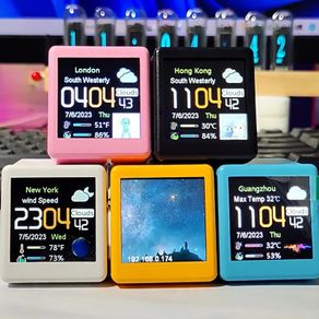 GeekMagic Mini WiFi Desktop Weather Digital Clock Station with IPS LCD Screen Gadget for Decoration