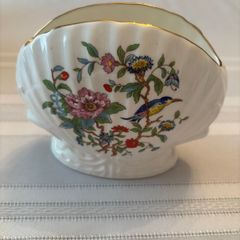 Aynsley Porcelain Exotic Bird Shell Vase