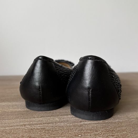 Ladies black satin pumps