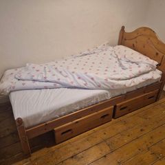 Pine Single Bed with drawers