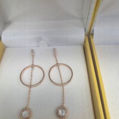 New Stunning Tipperary Crystal Soleil Hoop & Drop Chain Gold Earrings